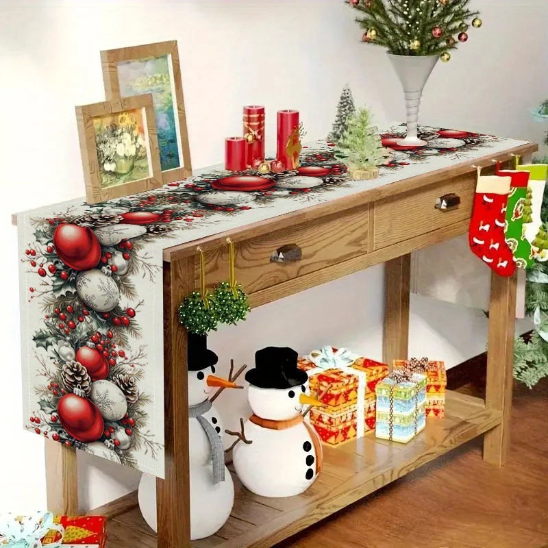 Christmas linen table runner