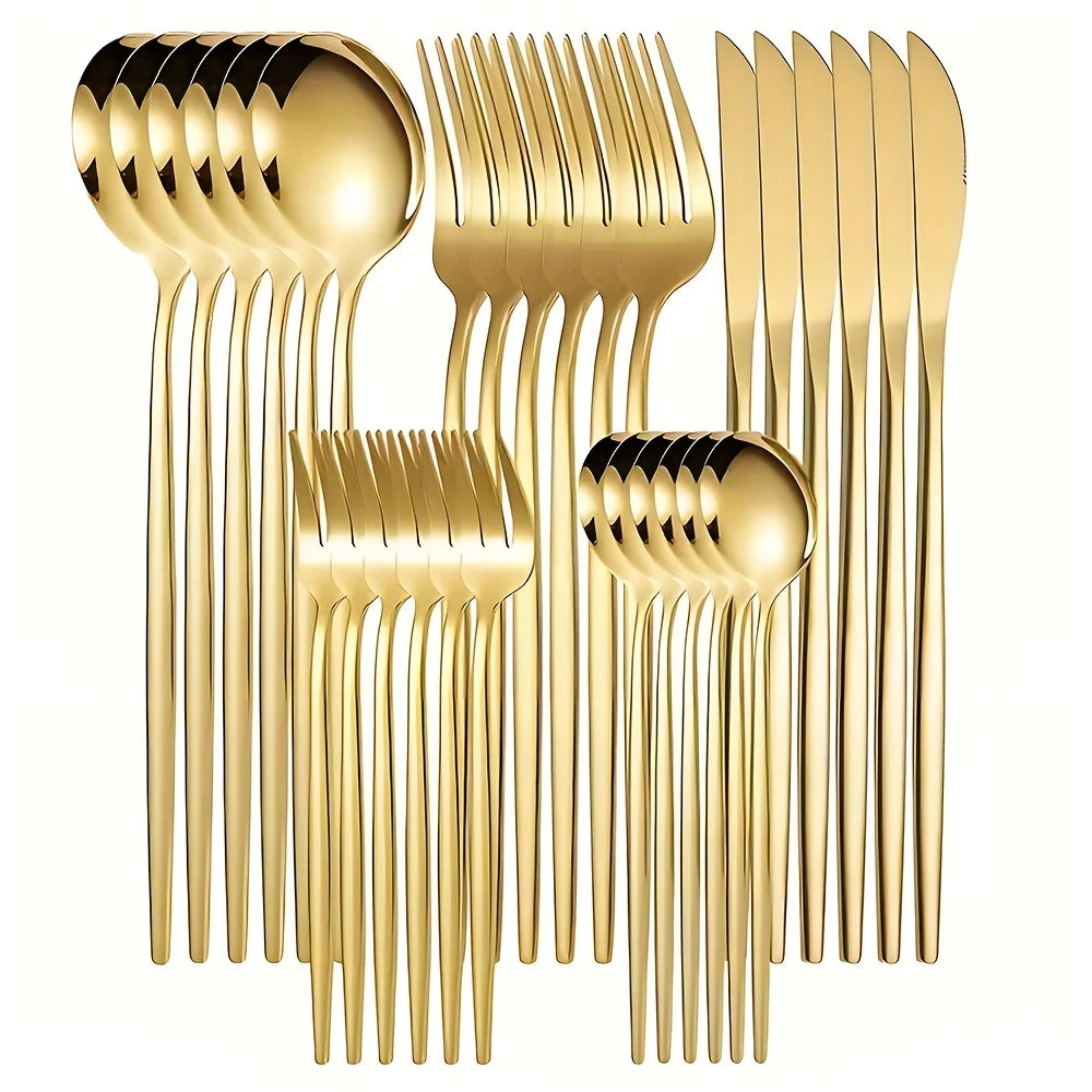 LuxeGold Stainless Cutlery Set