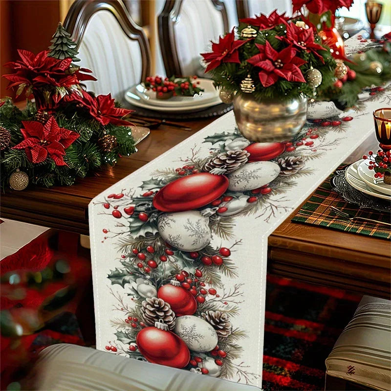 Christmas linen table runner